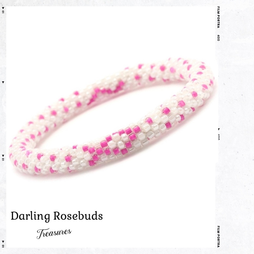 Beaded Breast Cancer Awareness Bracelet 7”